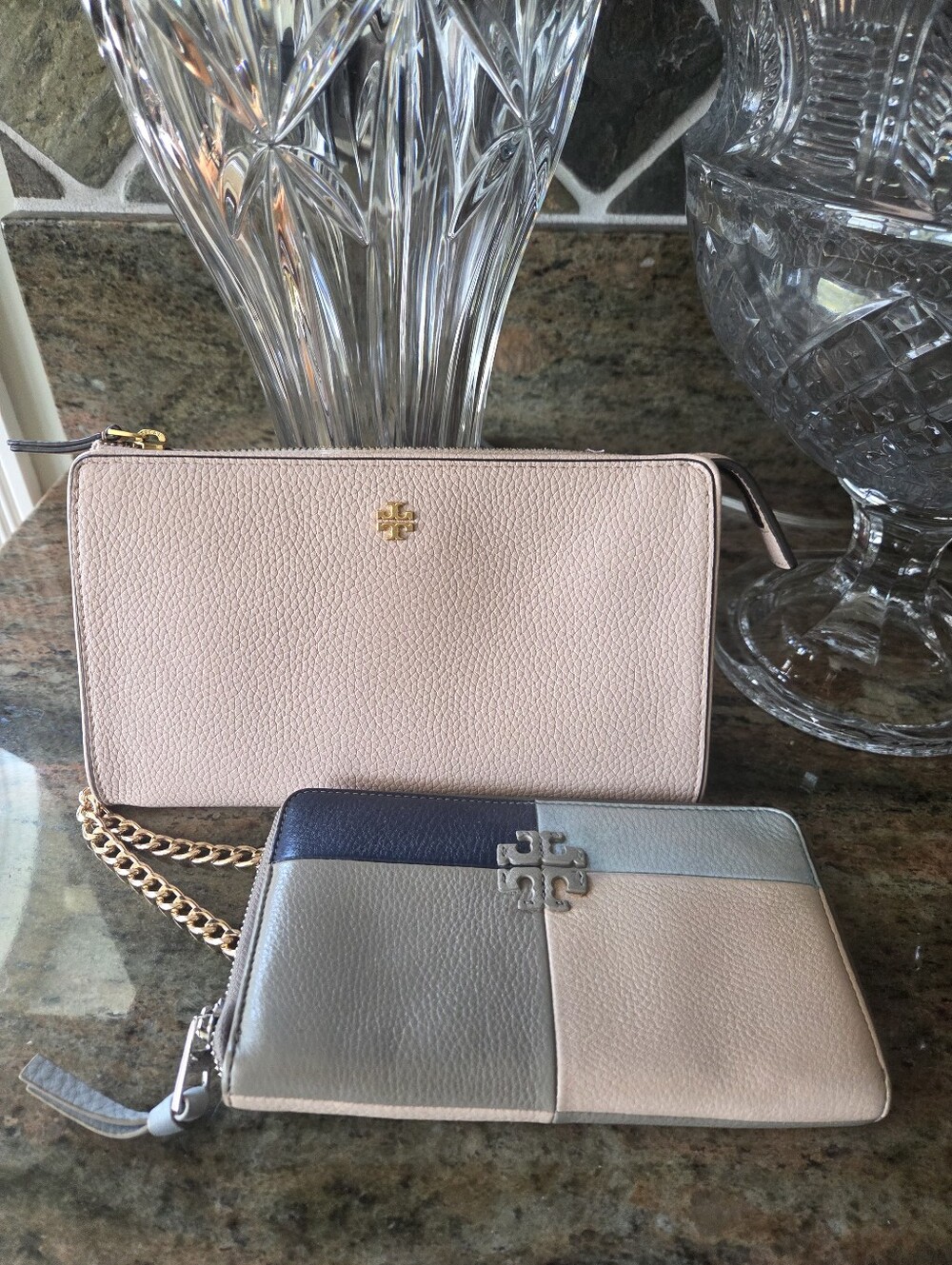 Tory Burch Pink Crossbody Bag With Colorblock Leather Wallet